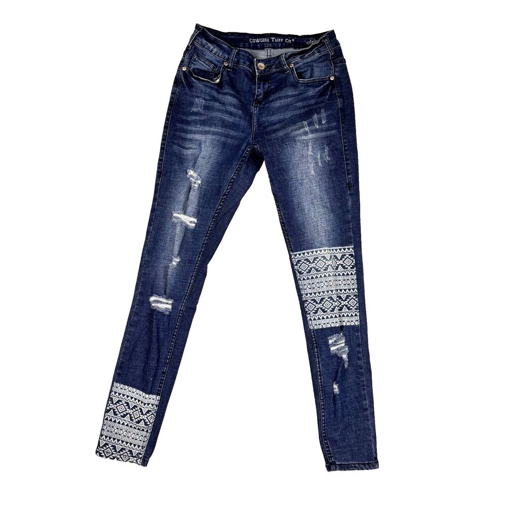 Cowgirl Tuff Co Denim Jeans Aztec Skinny 28x31 Western Rodeo Cowgirl Bold